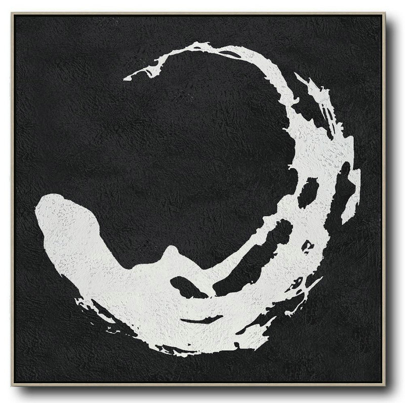 Original Extra Large Wall Art,Oversized Minimal Black And White Painting - Canvas Paintings For Sale